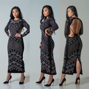 Sexy black embellished dress